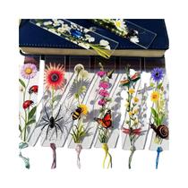 Conjunto De Marcadores De Página De Acrílico Coloridos Com Borlas, Design Transparente De Flores,