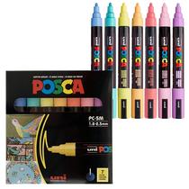 Conjunto de marcadores de pintura uni Posca 5M Medium de 7 cores pastel Conjunto de marcadores de pintura uni Posca 5M Medium de 7 cores pastel