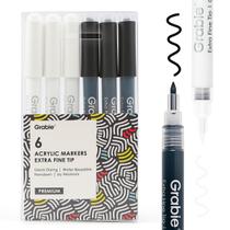 Conjunto de marcadores de tinta acrílica Grabie preto e branco 0,7 mm, pacote com 6 Conjunto de marcadores de tinta acrílica Grabie preto e branco 0,7 mm, pacote com 6
