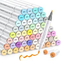 Conjunto de marcadores em tons pastel Caliart, 61 cores, pincel duplo e ponta fina