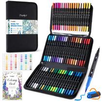 Conjunto de Marcadores JusArt 60 Cores com Duas Pontas à Base de Água Conjunto de Marcadores JusArt 60 Cores com Duas Pontas à Base de Água
