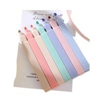 Conjunto De Marcadores Kawaii Em Cores Pastel 6 Peças Canetas Cute Para Volta Às Aulas Papelaria