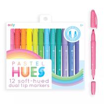Conjunto de marcadores Oly Pastel Hues Dual Top 12 cores à base de água
