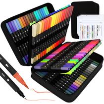 Conjunto de marcadores Sunacme Art Supplier Dual Brush 110 cores Conjunto de marcadores Sunacme Art Supplier Dual Brush 110 cores
