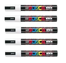 Conjunto de marcadores uni Posca Poster Color PC-5M Branco Médio x5