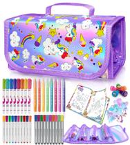 Conjunto de marcadores weirtoya lavável com aroma de frutas com estojo de unicórnio