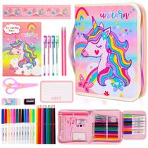 Conjunto de marcadores YOYTOO Unicorn com estojo de lápis Glitter e papelaria
