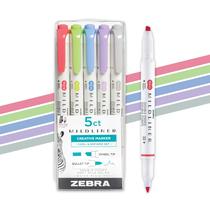 Conjunto de marcadores Zebra Pen Mildliner, pacote com 5 pontas duplas Conjunto de marcadores Zebra Pen Mildliner, pacote com 5 pontas duplas