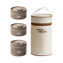 Conjunto De Marmitas Térmicas De Aço Inoxidável 3 Peças Portátil, Seguro Para Micro-ondas, Conjunto De Marmitas Térmicas De Aço Inoxidável 3 Peças Portátil, Seguro Para Micro-ondas,