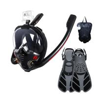 Conjunto De Máscara De Snorkel Para Adultos Com Fins De Silicone De Duplo Tubo, Visão Panorâmica, Conjunto De Máscara De Snorkel Para Adultos Com Fins De Silicone De Duplo Tubo, Visão Panorâmica,
