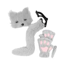 Conjunto De Máscara E Cauda De Gato Peludo Para Festa De Halloween, Fantasia, Aniversário, Festival Conjunto De Máscara E Cauda De Gato Peludo Para Festa De Halloween, Fantasia, Aniversário, Festival