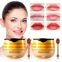 Conjunto de máscara labial Bee Balm Honey Pot de morango e lábios x2 Conjunto de máscara labial Bee Balm Honey Pot de morango e lábios x2