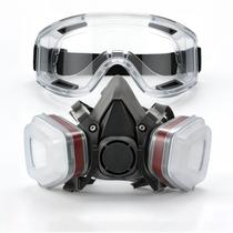 Conjunto de máscara respiratória reutilizável de meia face com óculos de proteção