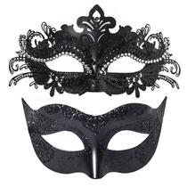 Conjunto de máscaras de máscaras FRUOR Black para festa de Halloween para casais Conjunto de máscaras de máscaras FRUOR Black para festa de Halloween para casais