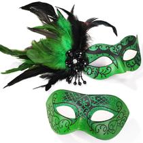 Conjunto de máscaras de máscaras MYSEUNI Green Feather para casal