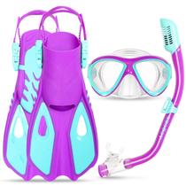 Conjunto de máscaras de snorkel ACQCES para crianças com barbatanas, de 5 a 15 anos e 5 anos Conjunto de máscaras de snorkel ACQCES para crianças com barbatanas, de 5 a 15 anos e 5 anos