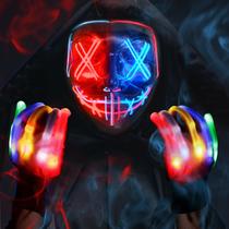 Conjunto de máscaras e luvas de Halloween Max Fun Glowing LED Light Up Conjunto de máscaras e luvas de Halloween Max Fun Glowing LED Light Up