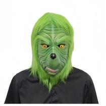 Conjunto de máscaras e luvas Green Grinch Latex e pelúcia para adultos