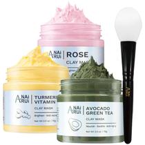 Conjunto de Máscaras Faciais ANAI RUI - Cúrcuma, Vitamina C, Rosa e Abacate
