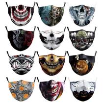 Conjunto de máscaras faciais Clown Pumpkin Skull, impressão digital, 12 unidades