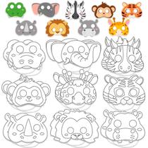 Conjunto de máscaras para colorir Lonfliness 63 Animal Jungle para crianças Conjunto de máscaras para colorir Lonfliness 63 Animal Jungle para crianças