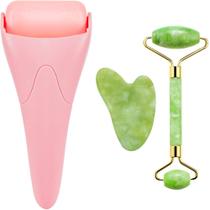 Conjunto de massagem AECW Natural Jade Roller e Gua Sha para rosto