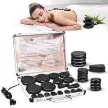 Conjunto de massagem Hot Stones SLIMSTY 18 unidades de basalto com kit de aquecedor