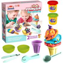 Conjunto de Massinha de Modelar Club Massa Kit Gelato Sorvete