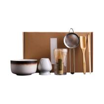 Conjunto De Matcha Estilo Japonês 6 Peças: Tigela, Colher, Batedor De Chá, Peneira De Malha - Conjunto De Matcha Estilo Japonês 6 Peças: Tigela, Colher, Batedor De Chá, Peneira De Malha -