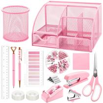 Conjunto de material de escritório Mesh Desk Organizer rosa 11 unidades Fayoo