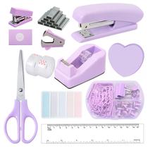 Conjunto de material de escritório roxo, kit de papelaria lavanda de 11 peças