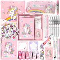 Conjunto de material escolar TSILRMSAFMAO Unicorn Theme com 6 canetas