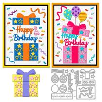 Conjunto de Matrizes de Corte DELORIGIN para Presente de Aniversário com Balões Conjunto de Matrizes de Corte DELORIGIN para Presente de Aniversário com Balões