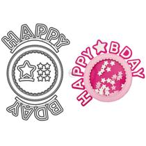 Conjunto de matrizes de corte DzIxY Happy Bday Star em metal para scrapbooking Conjunto de matrizes de corte DzIxY Happy Bday Star em metal para scrapbooking