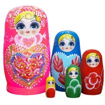 Conjunto de Matryoshka de madeira Russian Nesting Dolls de 5 camadas Conjunto de Matryoshka de madeira Russian Nesting Dolls de 5 camadas