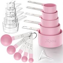 Conjunto de Medidores de Colheres e Copos THLHKD 16 Peças Rosa