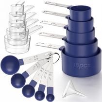 Conjunto de Medidores de Xícaras e Colheres THLHKD 16 Peças Azul