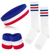 Conjunto de meias listradas Sweatbands, pulseiras esportivas