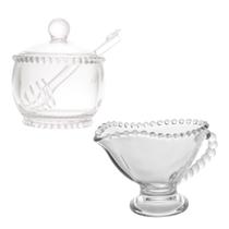 Conjunto De Meleira Porta Mel + Molheira Para Leite Batido