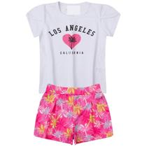 Conjunto De Menina Roupa Infantil Verão 1 a6 Anos Kit Shorts