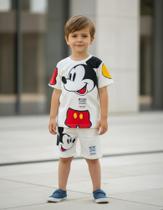 Conjunto de Menino Criança Masculino Verão Fresquinho Branco Personagem