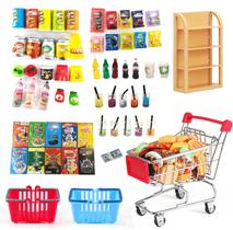 Conjunto de mercearia Dollhouse em miniatura AONEFUN com carrinho de compras