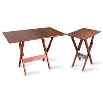 Conjunto de Mesa 110x70 com Mesa Aparador Tarimatã - Imbuia