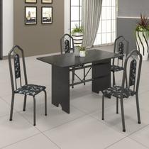 Conjunto de Mesa 120x75cm Tampo Ardósia com 4 Cadeiras Bianca Soma Móveis