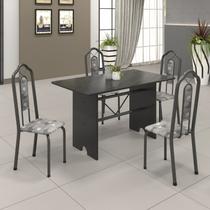 Conjunto de Mesa 120x75cm Tampo Ardósia com 4 Cadeiras Bianca