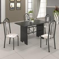 Conjunto de Mesa 120x75cm Tampo Ardósia com 4 Cadeiras Bianca Conjunto de Mesa 120x75cm Tampo Ardósia com 4 Cadeiras Bianca