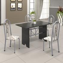 Conjunto de Mesa 120x75cm Tampo Ardósia com 4 Cadeiras Bianca Soma Móveis