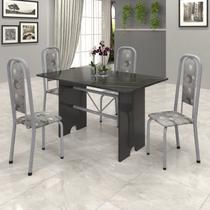 Conjunto de Mesa 120x75cm Tampo Ardósia com 4 Cadeiras Lavínea Preto/Martelado Pérola/Paraopeba Conjunto de Mesa 120x75cm Tampo Ardósia com 4 Cadeiras Lavínea Preto/Martelado Pérola/Paraopeba