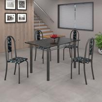 Conjunto de Mesa 120x75cm Tampo em Ardósia com 4 Cadeiras Iris A Conjunto de Mesa 120x75cm Tampo em Ardósia com 4 Cadeiras Iris A