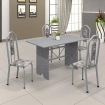Conjunto de Mesa 120x75cm Tampo Granito com 4 Cadeiras Bianca Soma Móveis